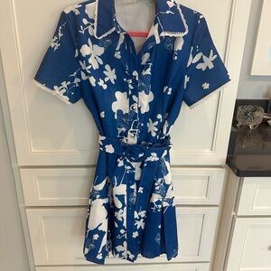 Blue and White Floral Dress